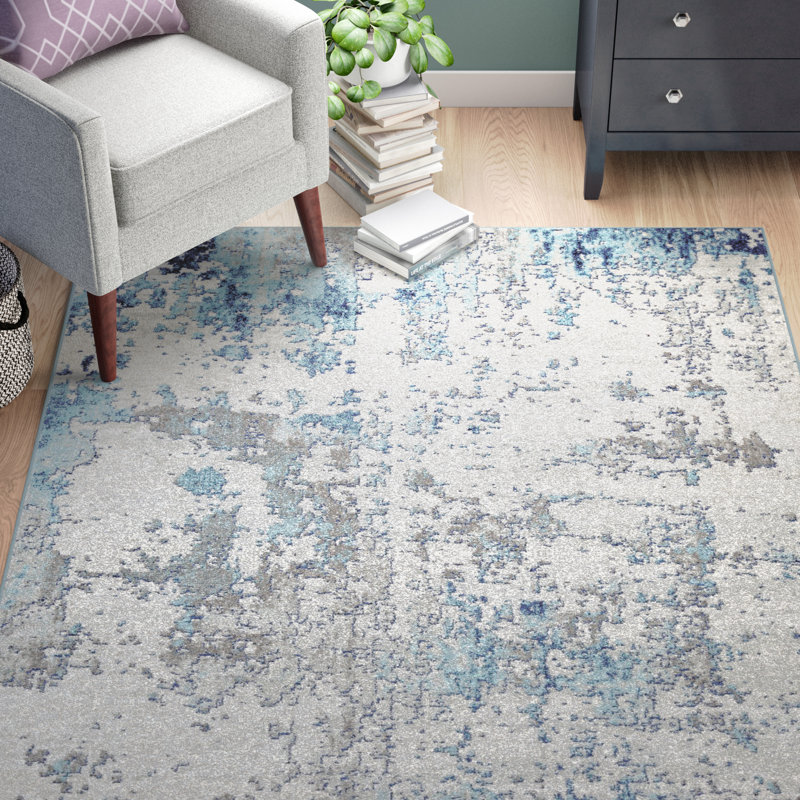 Tapis à motif abstrait tissé au métier mécanique Burnstad, Rectangle 6 pi 7 po x 9 pi