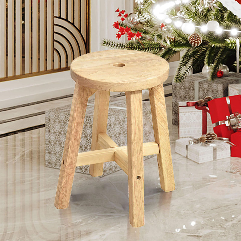 Round Wooden Bench, Solid Wood 45.72 Cm Mount, Small Wooden Shoe Change Bench, Solid Wood Dresser Bench, Plant Bench,350 Lbs Capacity