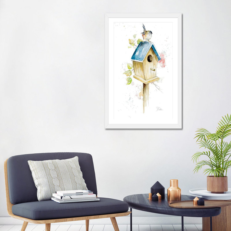 "Bird House I" par Patricia Pinto-impression, Papier encadré blanc, Blanc, H 32 po x l 24 po x P 1 po