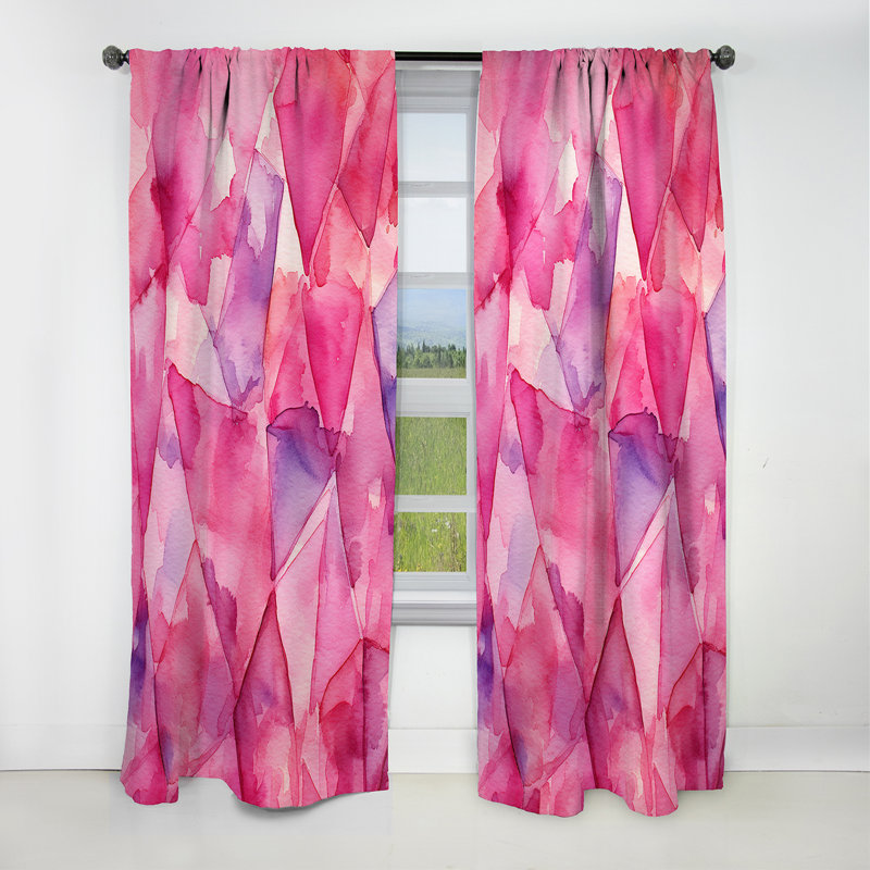 Abstract Curtain Panel, Pink Gemstone Pattern Blackout Decor - Pink Gemstones Fusion II, 52" W x 120" L