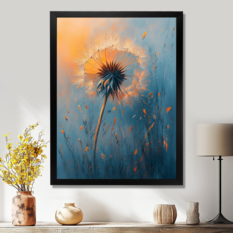 Huntley - art mural floral, H 40 po x l 30 po, Noir, noir, noir, noir, Impression encadrée