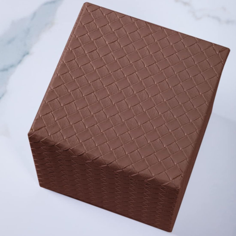 Square PU fabric Tissue Box Cover, Brown