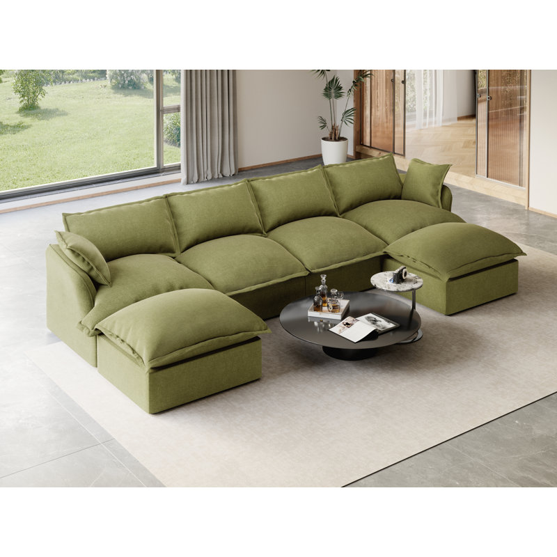 Modular Sectional Couch Down Filled Sofa, Comfty Convertible Deep Seat Cloud Couch For Living Room, Detachable Washable Couches Cushion Covers