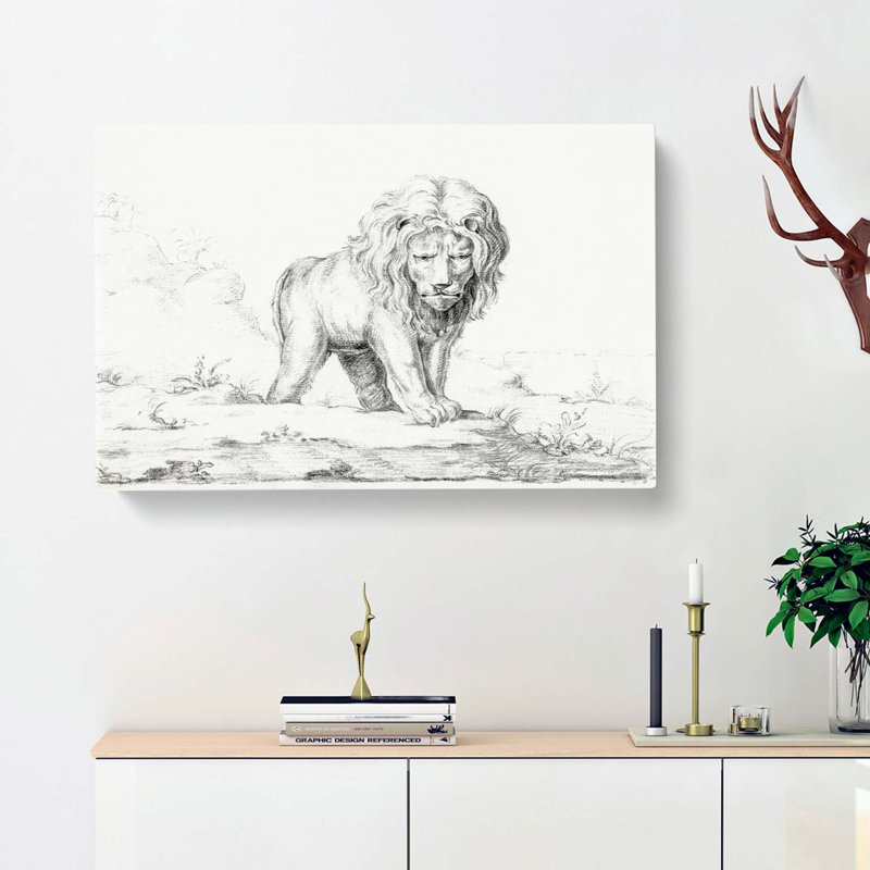 Lion by Jean Bernard - Wrapped Canvas Drawing - Wrapped Canvas, 50cm H x 76cm W x 3cm D