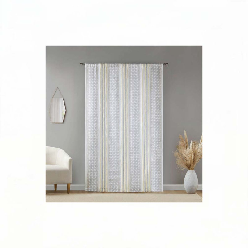Polyester Curtains,Curtain Panel with Tufted Stripe and Lining