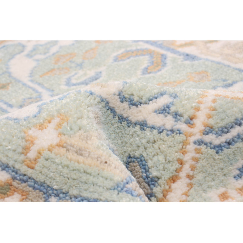 Tapis cyan unique de 2 pi 5 po x 8 pi Roshni