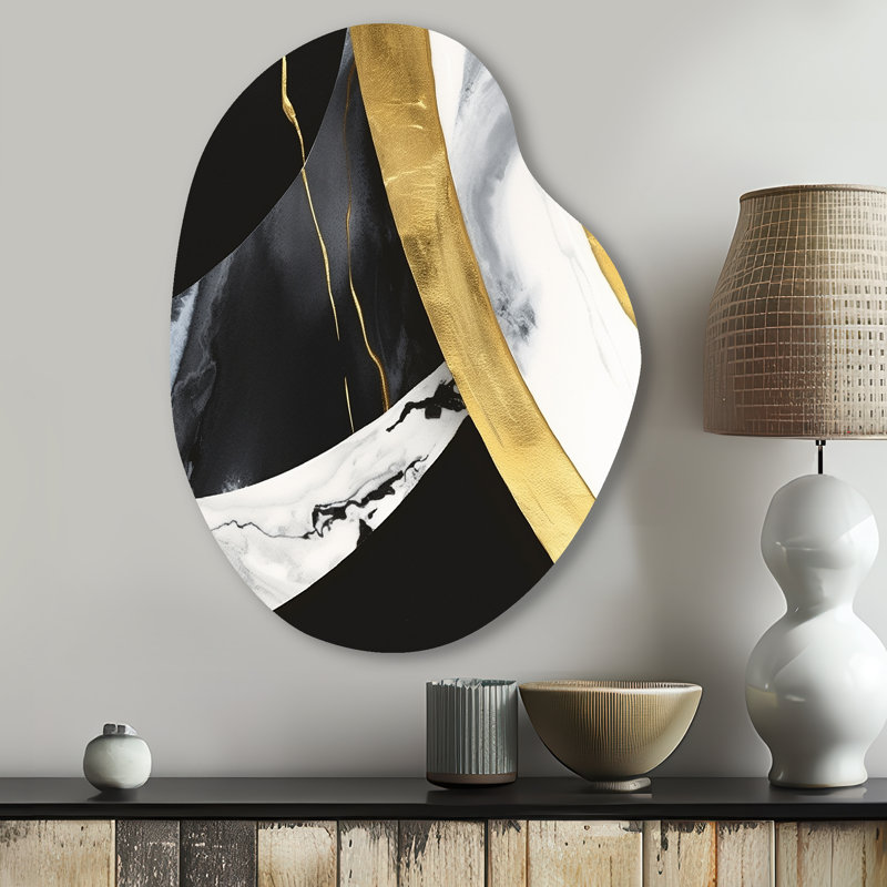 Hedstrom - Art mural en marbre abstrait à forme unique, sculpture murale asymétrique en métal, H 30 po x l 22 po