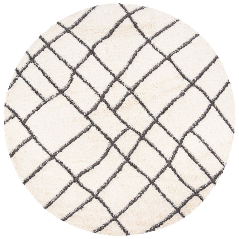 Sparta Shag Performance Geometric Rug, Round 6'7"