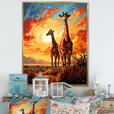 Girafe, horizon africain sur toile