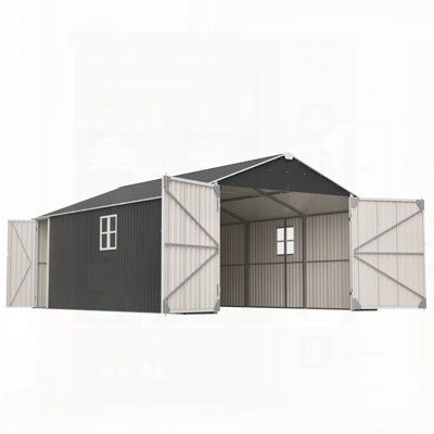 Shed Outdoor Metal Garage Shed With Spacious 1810 CUFT Capacity, Durable Double-Door Design, All-Weather Protection For Secure Vehicle And Equipment Storage