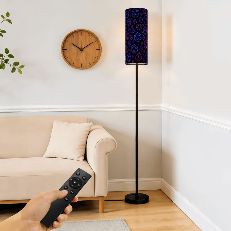 Lampe sur pied néon géométrique filaire formes abstraites polyèdres mauve bleu lueur moderne à intensité variable avec télécommande pédale abat-jour abat-jour grand pôle d'angle pour salon chambre bureau