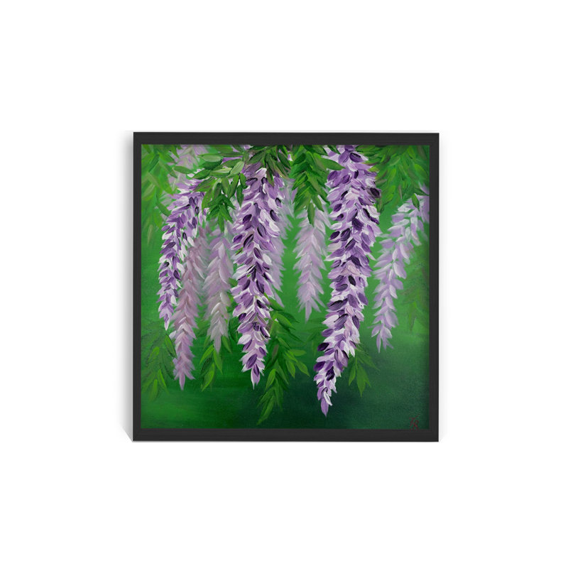 Art mural inspiré de la nature "Floral Drapes" par Karen Biery, 20" H x 20" W x 2.375" D, Toile avec cadre flottant noir