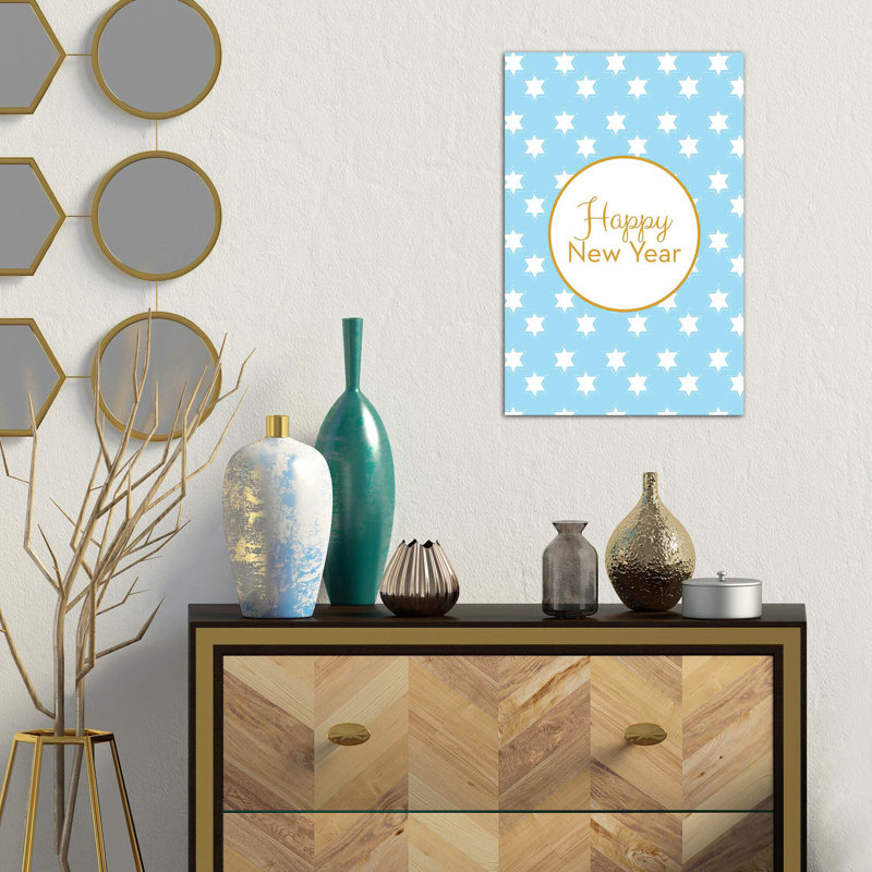 Happy New Year 1 Piece Wrapped Canvas Wall Art, 66.04 cm H x 45.72 cm W x 1.91 cm D