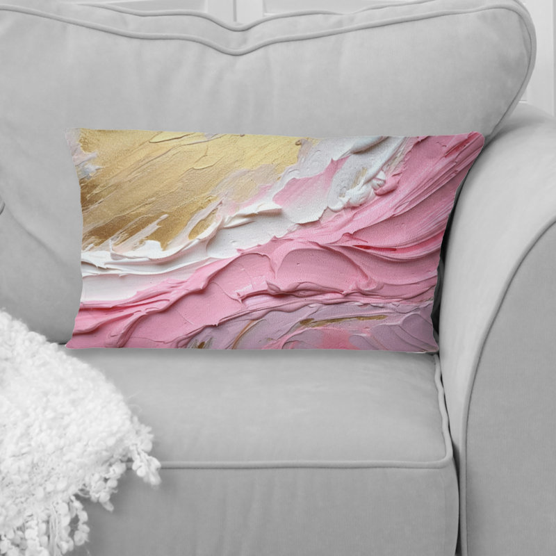 Coussin décoratif rose et doré Spiral Radiance III - Abstract Spirals