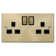 Satin Brass 2 Gang 13A DP Ingot Twin Double Switched Plug Socket
