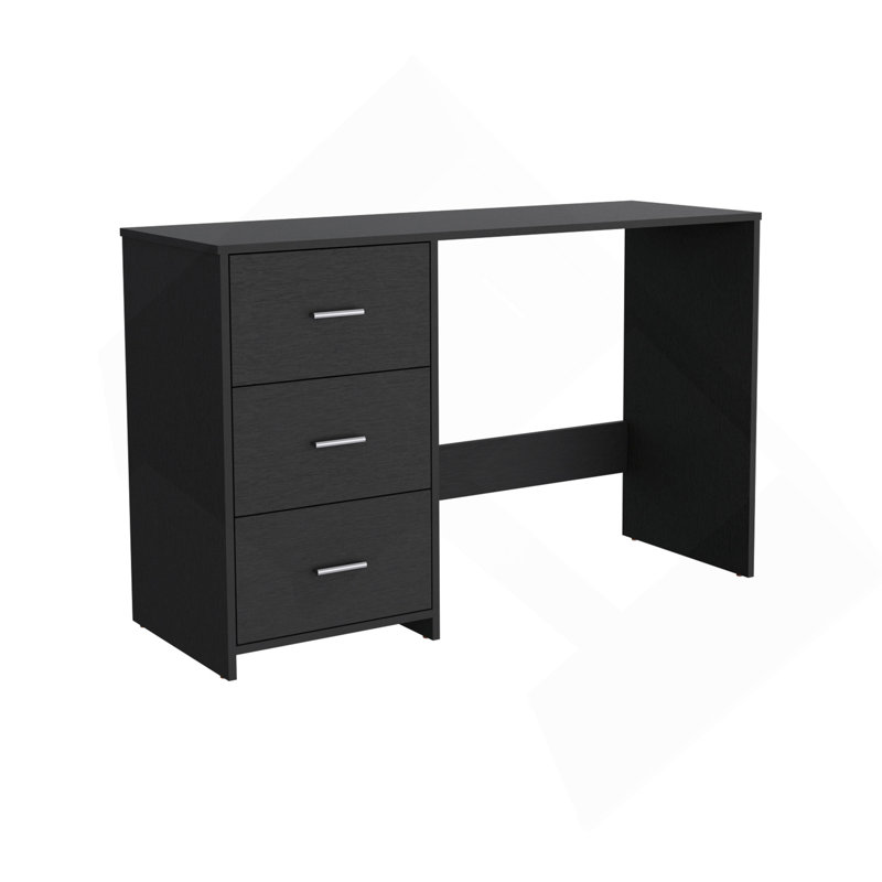 Bureau d'écriture Riverside, trois tiroirs, finition noire