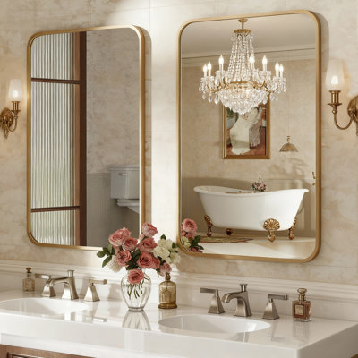 Modern Metal Vanity Mirrors, Wall Mounted Bathroom Mirror