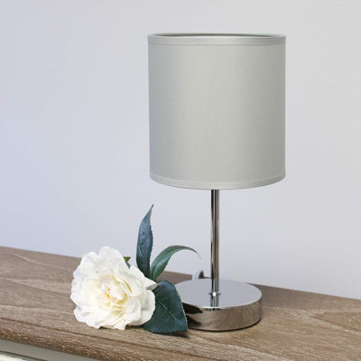  Chrome Mini Basic Table Lamp with Fabric Shade for Desk or Bedroom