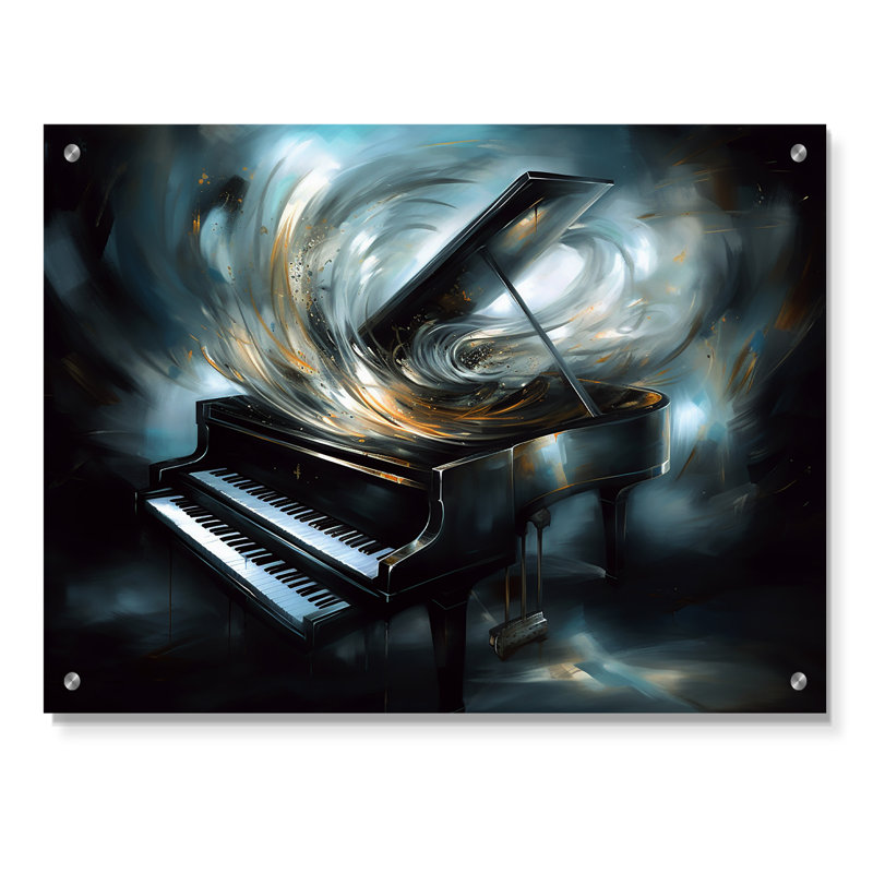 Piano abstrait I - musique, art mural acrylique moderne, H 12 po x l 20 po
