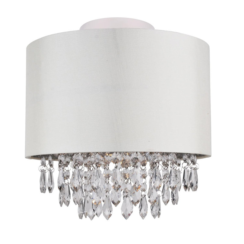 Lamkin Fabric Semi Flush Mount, Cream, 20" H x 30" W x 30" D