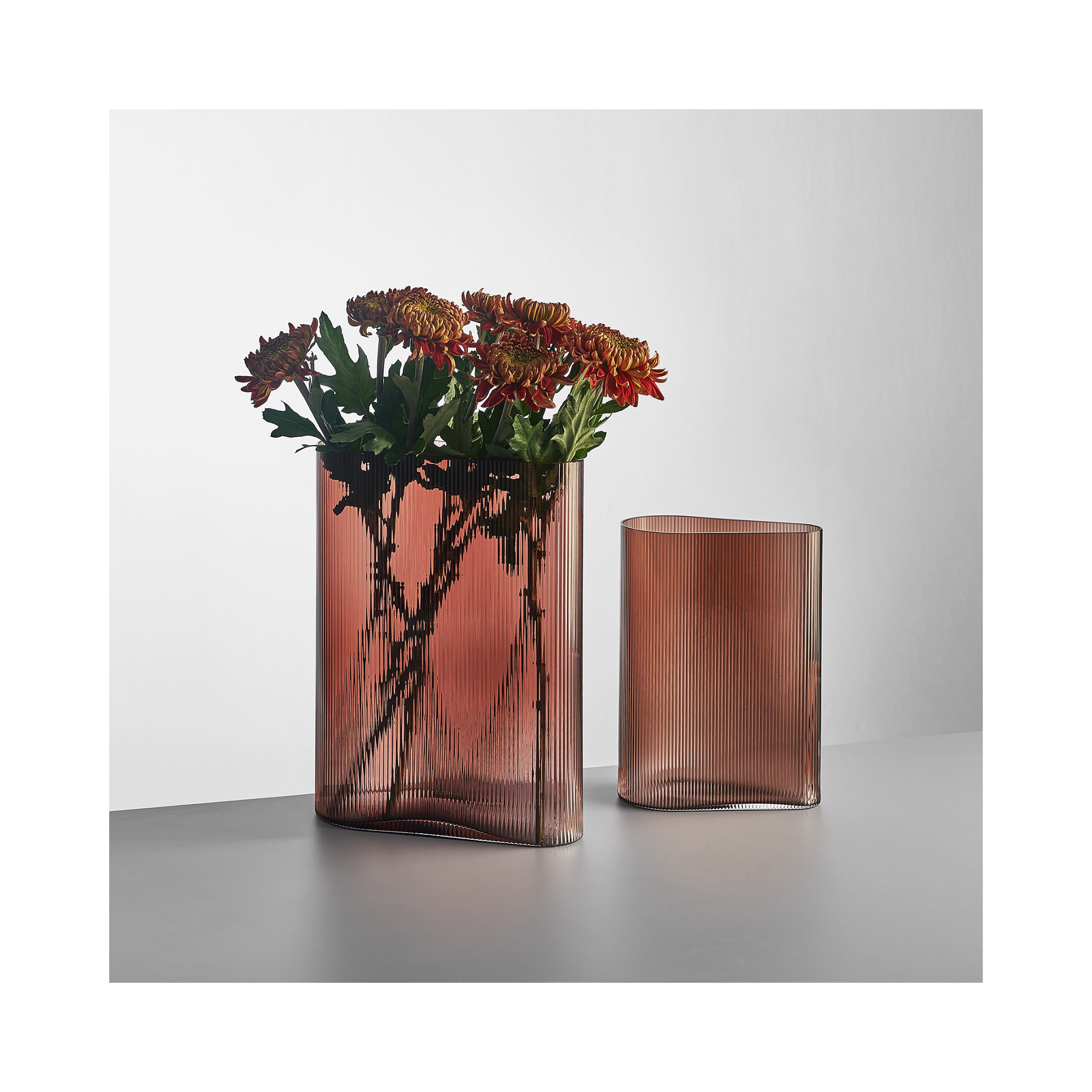 Mist Handmade Lead Free Crystal Table Vase, 11.41" H x 8.07" W x 4.33" D, Caramel