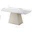 Table de salle à manger en pierre frittée de 71 po avec 6 chaises, blanc, teinté, table et chaise contemporaines à température, facile à entretenir, qualité de surface chauffante