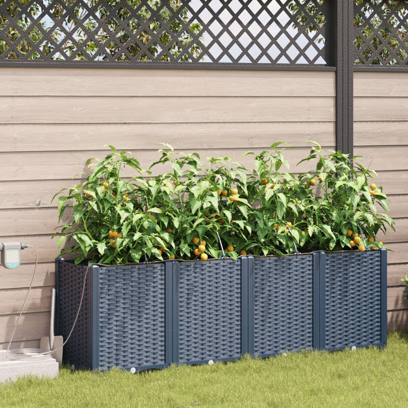 Garden Planter Polypropylene Large Planters, 52cm H x160cm W x 40cm D, Gray