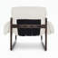 Chaise d'appoint en chenille avec siège rembourré, accoudoirs roulés et structure en bois