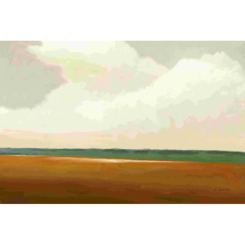 «Prairie Summer Terracotta» par James Wiens, peinture, H 12 po x l 18 po, Toile tendue
