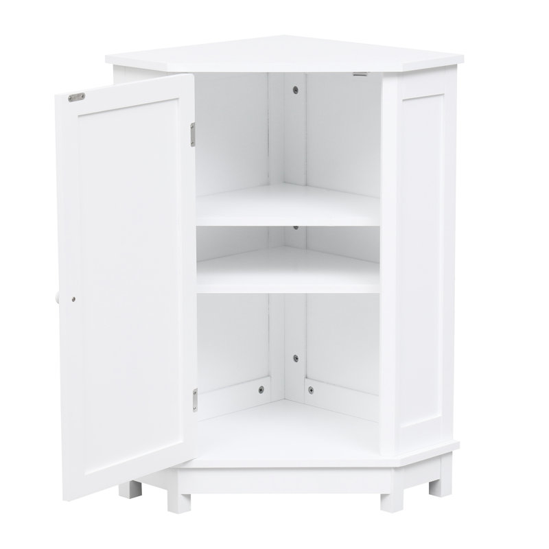 Buffet de salle de bain blanc triangulaire - tablettes réglables, maximise l'utilisation de l'espace de rangement, espace et design fonctionnel