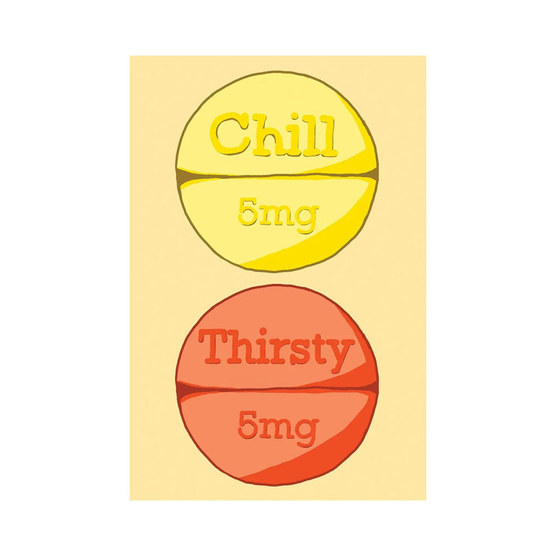 Chill Thirsty Pill Yellow - Wrapped Canvas Print, 20.32 cm H x 30.48 cm W