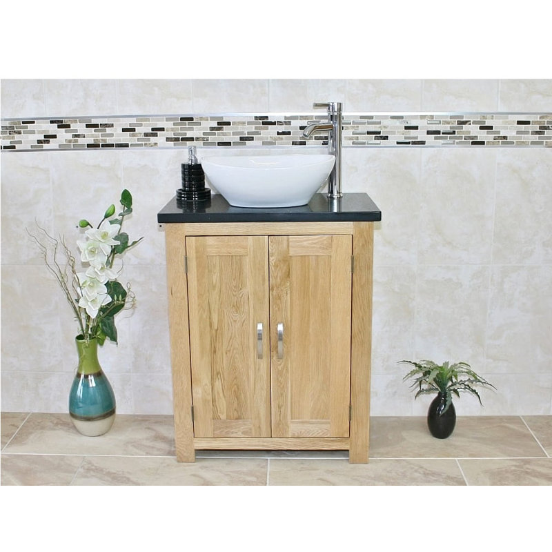 Cournoyer 650mm Single Bathroom Vanity with Vessel Ceramic Basin, Black Quartz