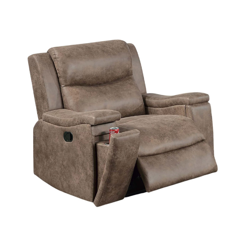 Fauteuil inclinable manuel Verra, similicuir capitonné Auburn, Rouge roussâtre