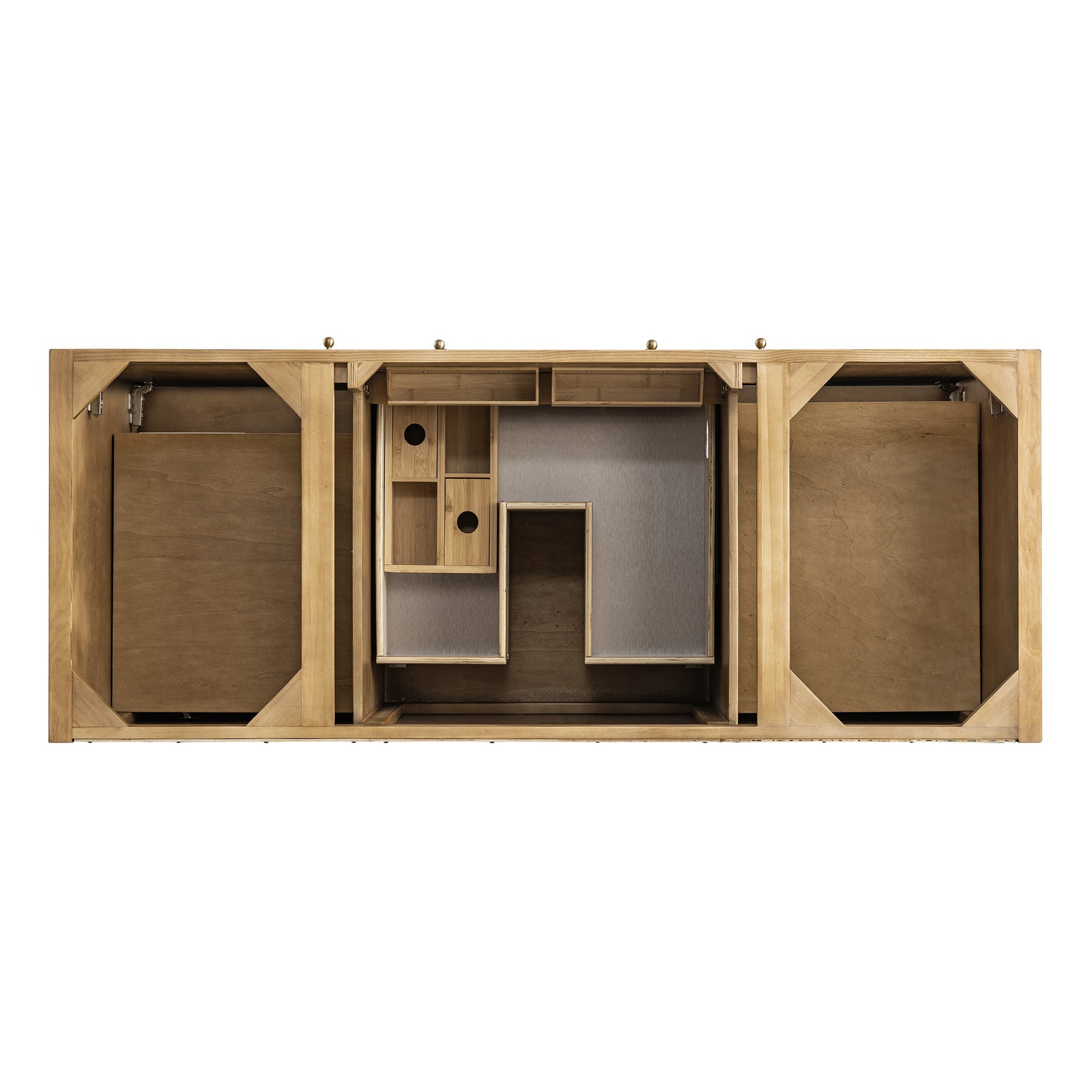 Hudson 60'' Single Bathroom Vanity, Single-Hole, Light Natural Oak, White Zeus