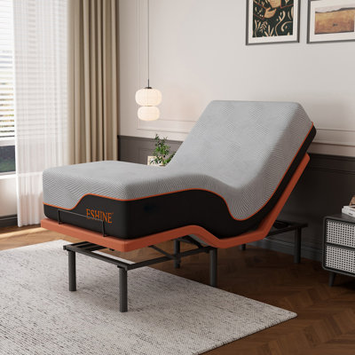 Lit réglable ESHINE à massage zéro gravité avec matelas noir ultra moelleux de 14 po, série E3000