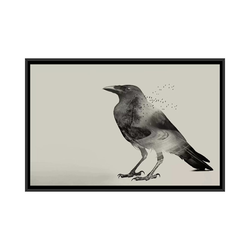 «Raven Sky», impression sur toile, H 18 po x l 26 po x P 1,5 po, Toile avec cadre noir, Pas de tapis