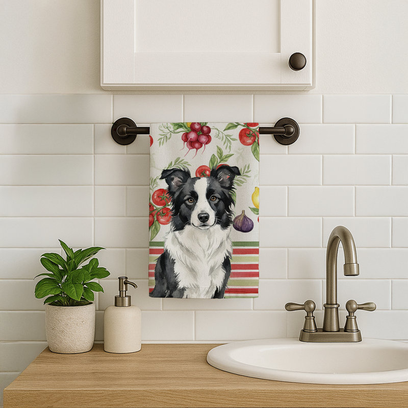 Border Collie Vegetables Kitchen Towel, Border Collie
