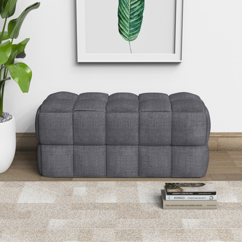 Areeg Linen Upholstered Bench, Gray
