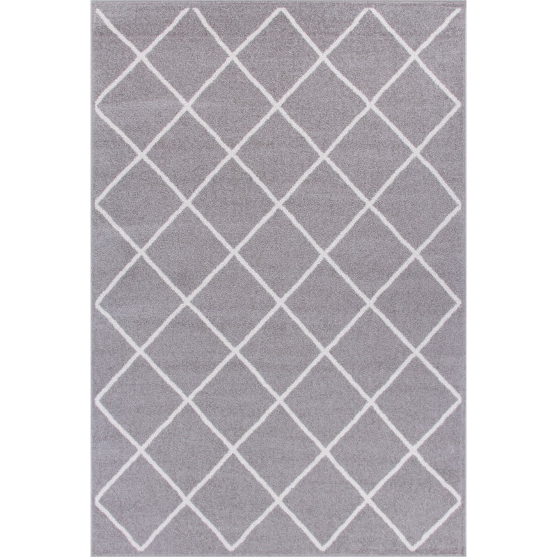 Tapis géométrique gris Lindell, Rectangle 5 pi 3 po x 7 pi 8 po