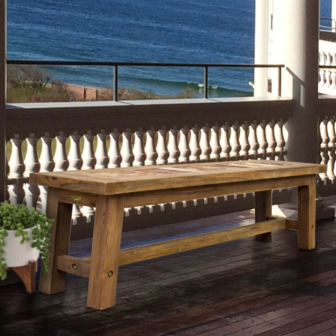 Dashwood Solid Recycled Teak Wood Bench Rosecliff Heights 