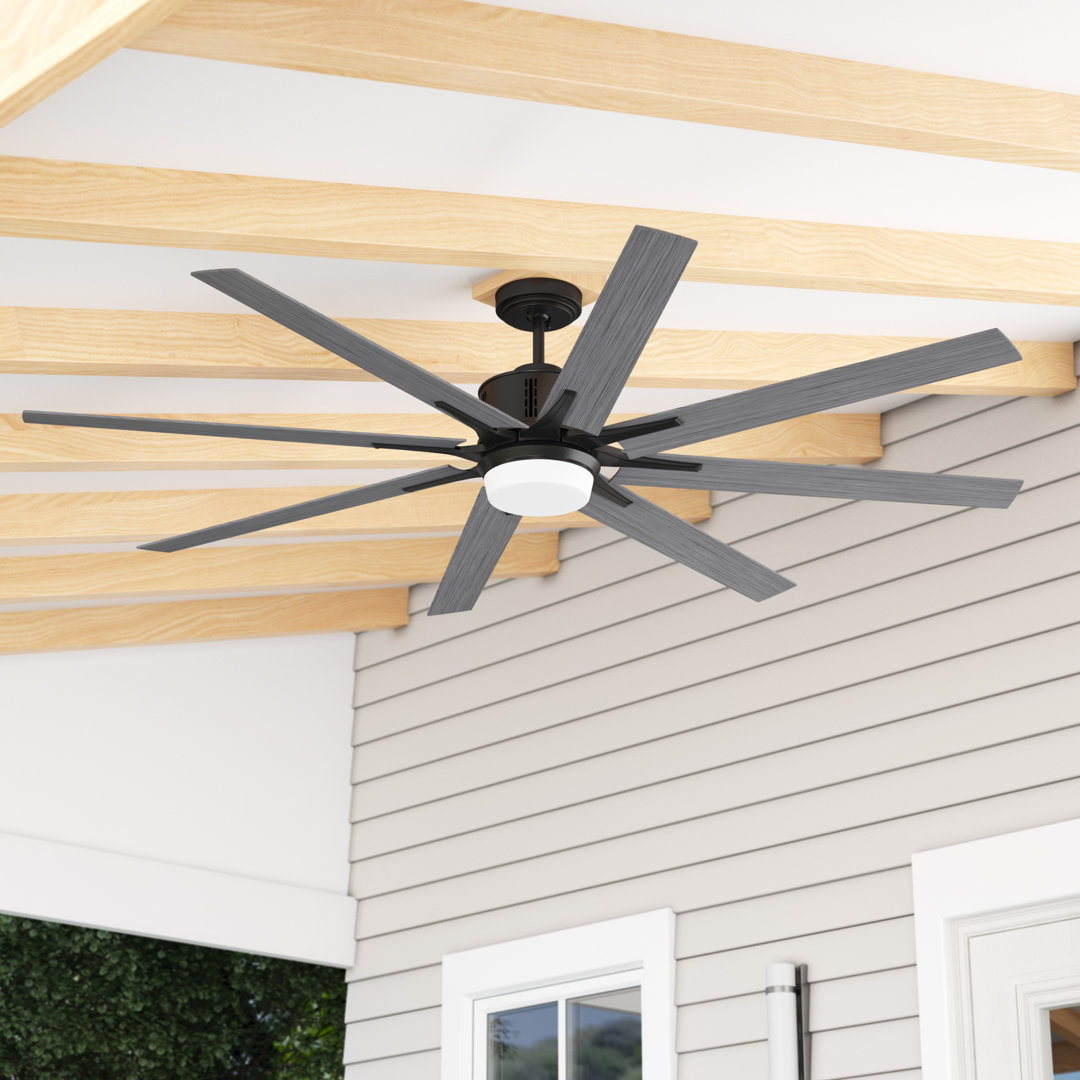Kenja 72" 8 - Blade LED Standard Ceiling Fan with Wall Control and Light Kit Included Ebern Designs 