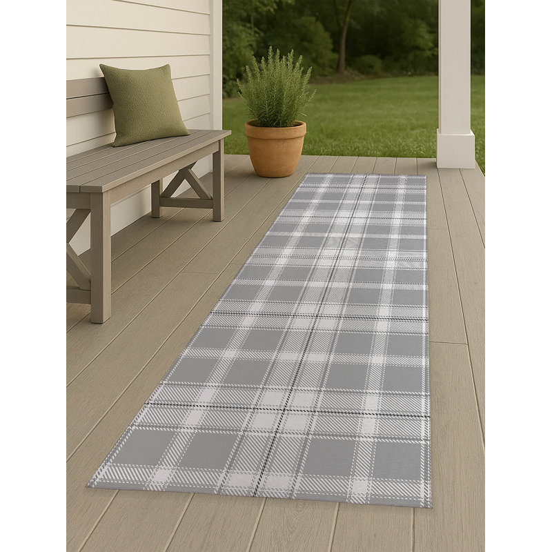 Tapis d'extérieur antidérapant Billy Tartan, Tapis de couloir 2 pi 6 po x 8 pi
