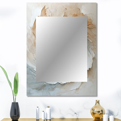 Abstract Beige Spiralling Emotions I - White Wall Mirror Decor