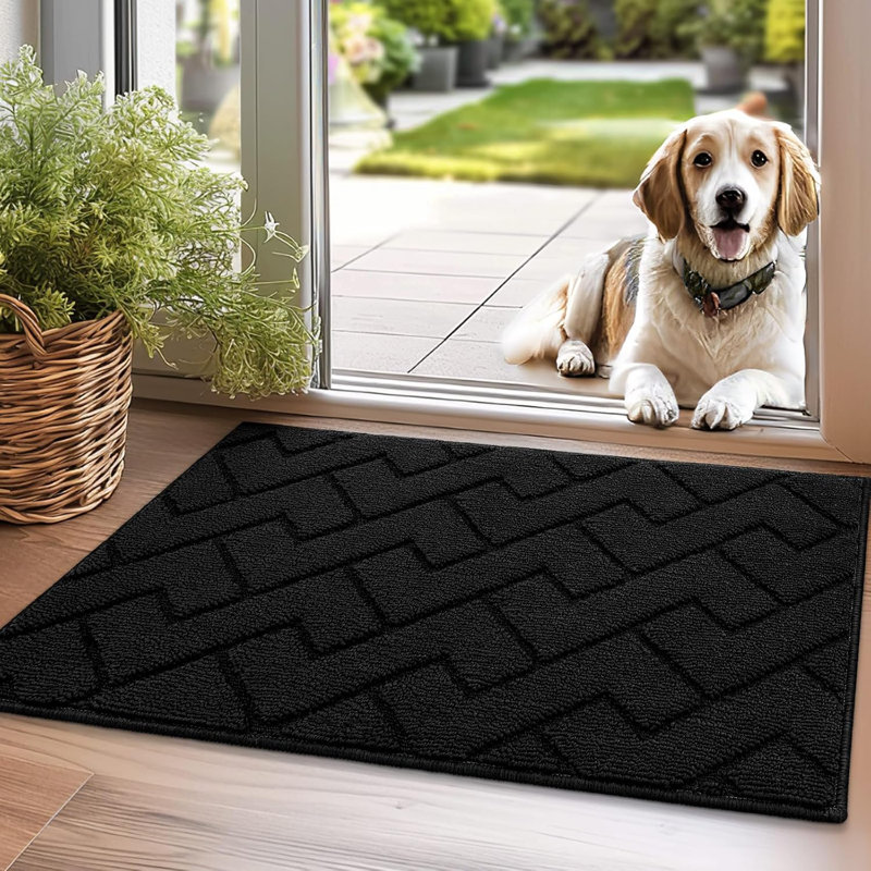 Dirt Trapper Non Slip Backing Washable Door Mat, black, 31.5*20