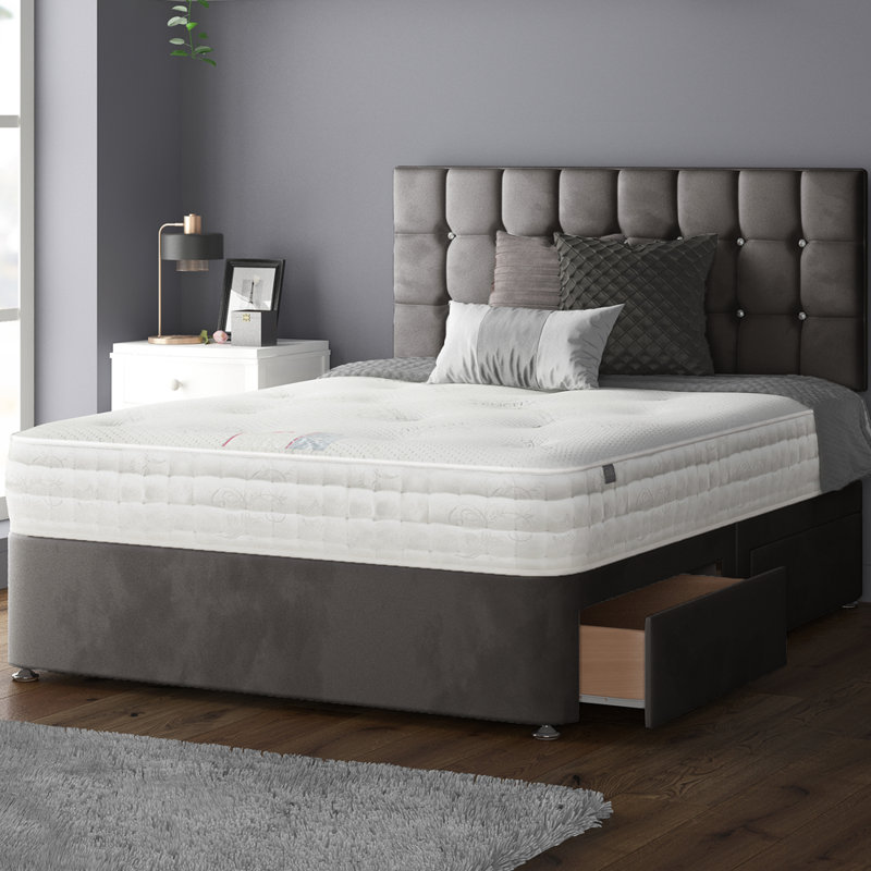 Fales Divan Bed Base, 2 Right Drawers, Single (3'), Charcoal