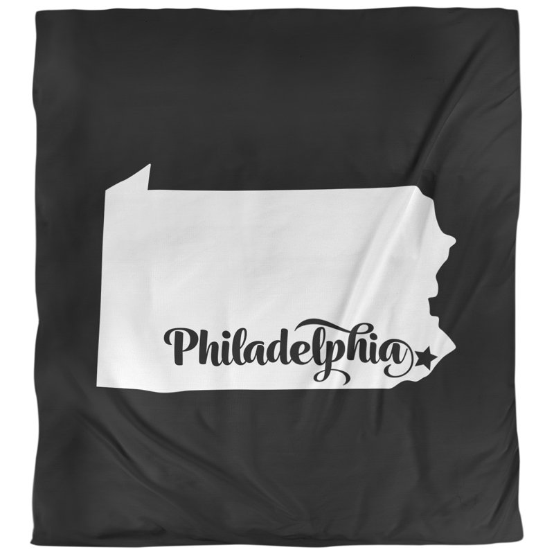Housse de couette réversible simple Philadelphia Pennsylvania, Housse de couette pour grand lit, Noir, Microfibre