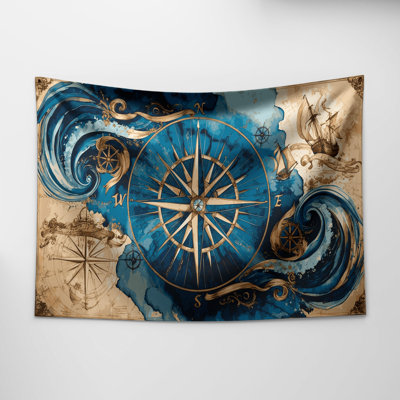 Nautical Compass Designs Wall Tapestry