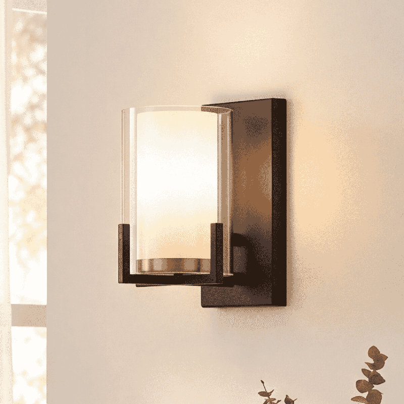 Abdul-Baasit 1-Light Wall Sconce In Matte Black With Warm Brass Accents