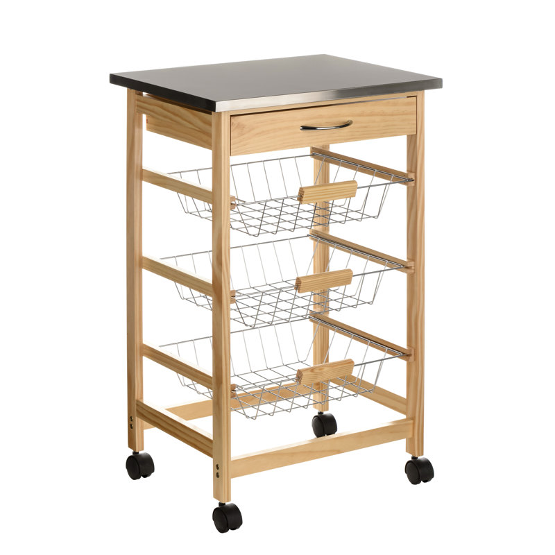 47 cm W Kitchen Cart with Stainless Steel Top