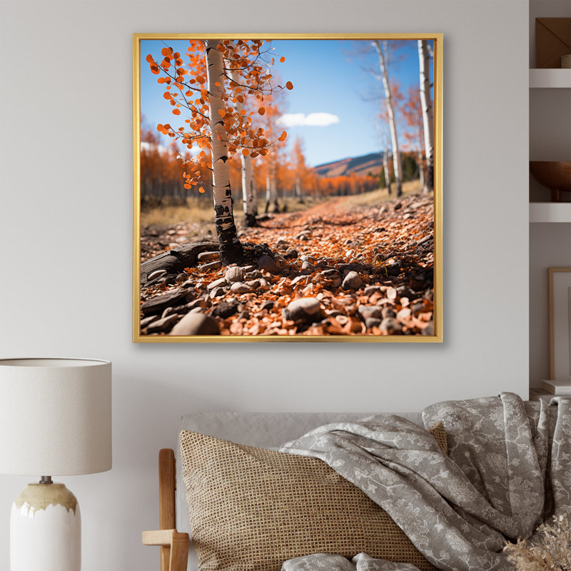 Aspen Tree Forest Majesty II - impression d'art mural paysage, H 30 po x l 30 po x P 1,5 po, Cadre flottant doré